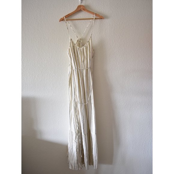 Loft Shimmer Stripe Tie Back Maxi Dress Whisper White - Picture 5 of 9